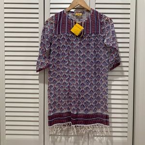 Roberta Roller Rabbit Cover Up Dress Girls 10 red  blue tassels gauze NWT